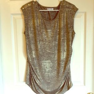 Calvin Klein gold metallic blouse